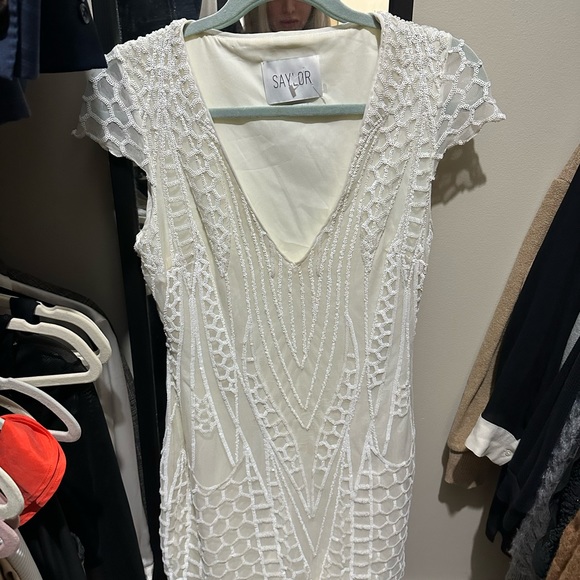 Saylor ivory and white sequin mini dress xs - Picture 4 of 6